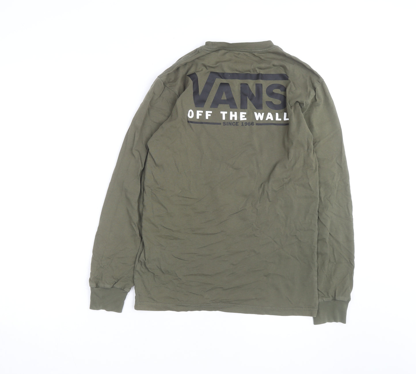 Vans Men's Green Classic Fit Long Sleeve Cotton T-Shirt Size S