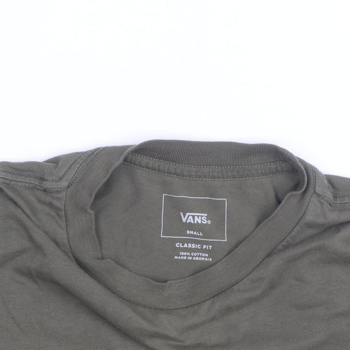Vans Men's Green Classic Fit Long Sleeve Cotton T-Shirt Size S