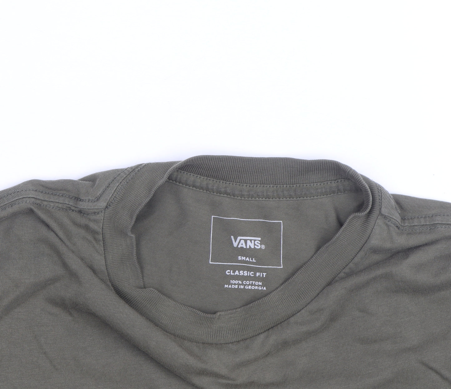 Vans Men's Green Classic Fit Long Sleeve Cotton T-Shirt Size S