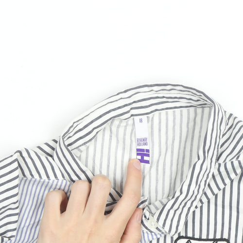 By Henry Holland Women's Multicoloured Striped Button-Up Shirt Size 18