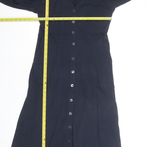 Schöffel Women Blue Midi Shirt Dress Size 12 Button Up Casual