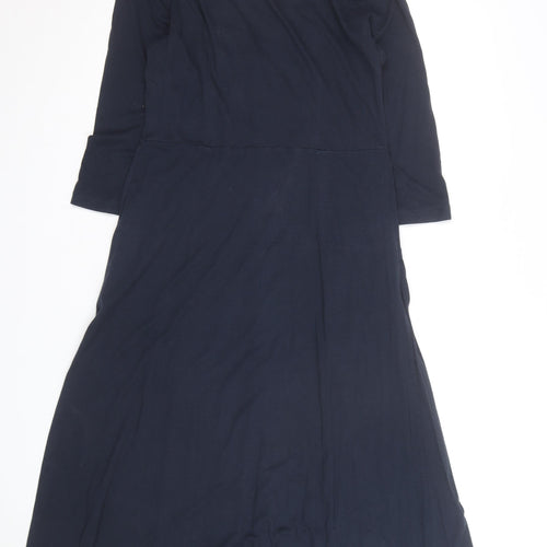 Schöffel Women Blue Midi Shirt Dress Size 12 Button Up Casual