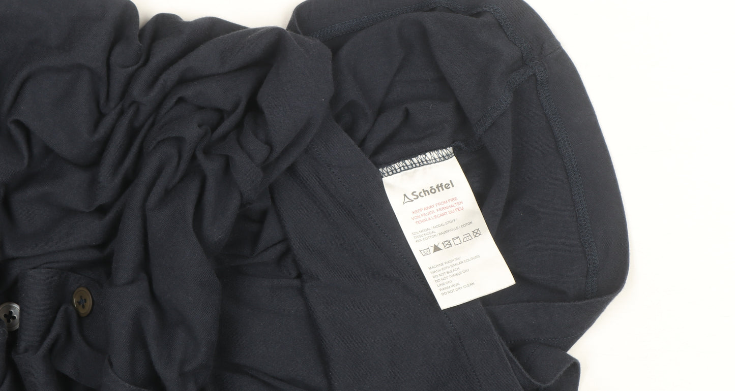 Schöffel Women Blue Midi Shirt Dress Size 12 Button Up Casual