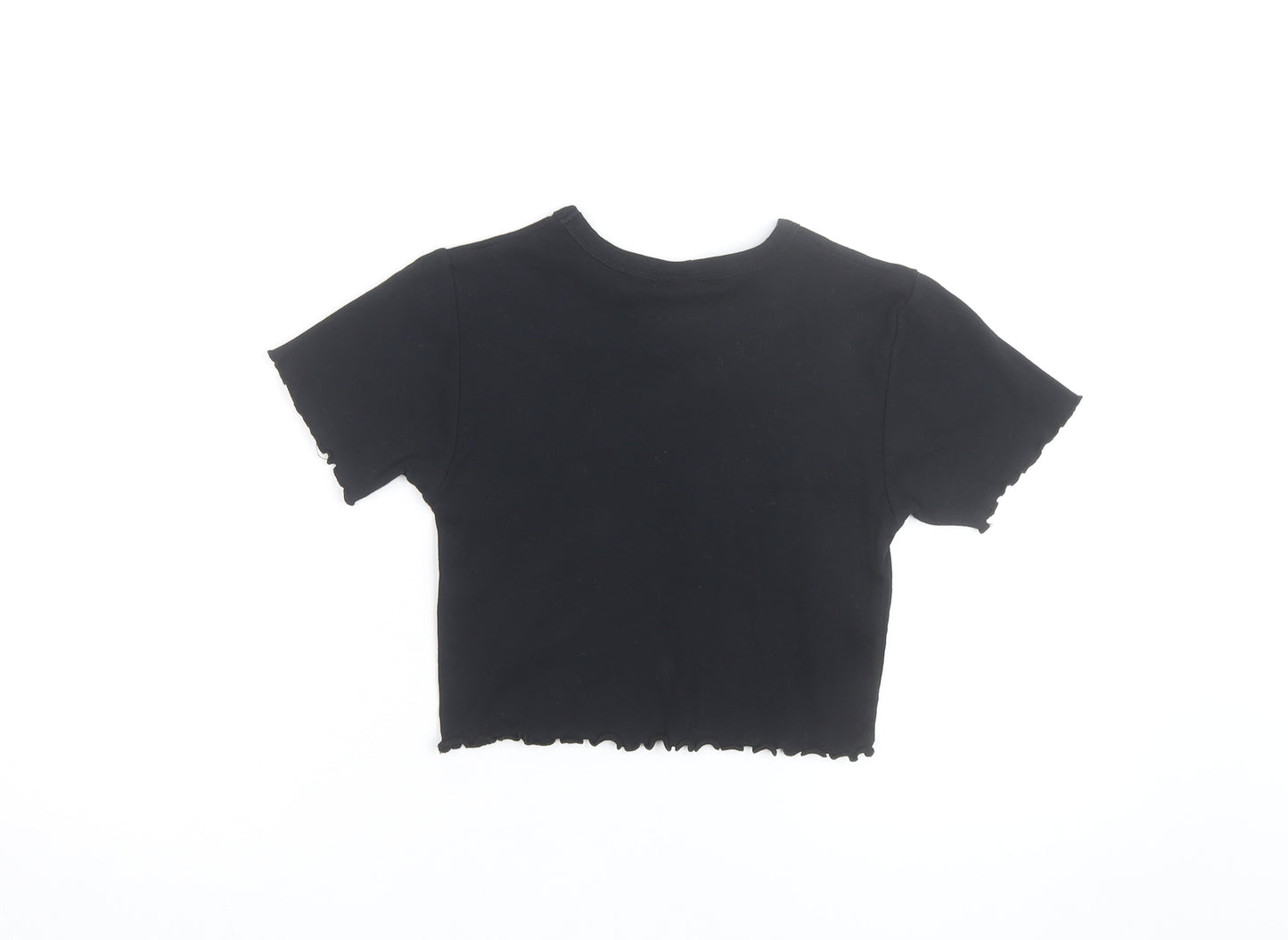 ZARA Women’s Black Cropped Western Rodeo Graphic T-Shirt Size S