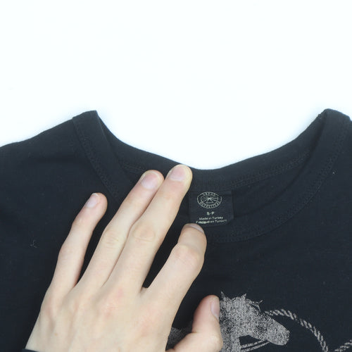 ZARA Women’s Black Cropped Western Rodeo Graphic T-Shirt Size S