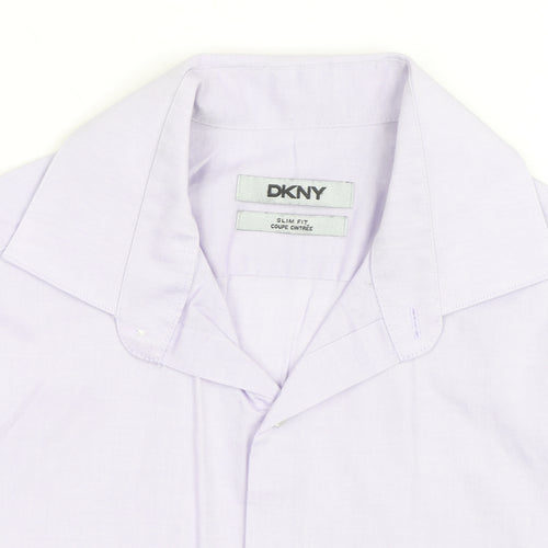 DKNY Women's Purple Slim Fit Long Sleeve Button-Up Shirt M