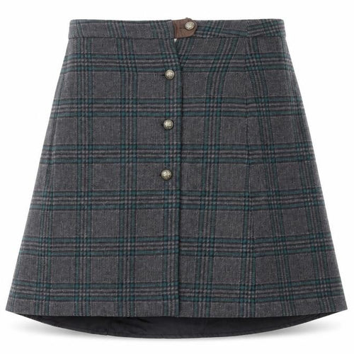 Alice Collins Women’s Grey Check Wool Blend A-Line Skirt Size 12