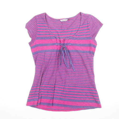 White Stuff Women's Multicoloured Striped Cotton Scoop Neck T-Shirt Size 12