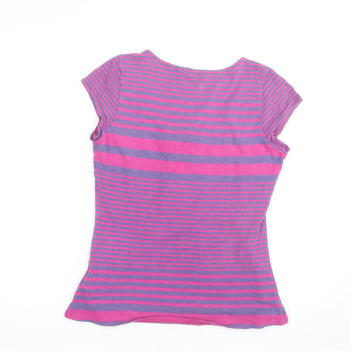 White Stuff Women's Multicoloured Striped Cotton Scoop Neck T-Shirt Size 12