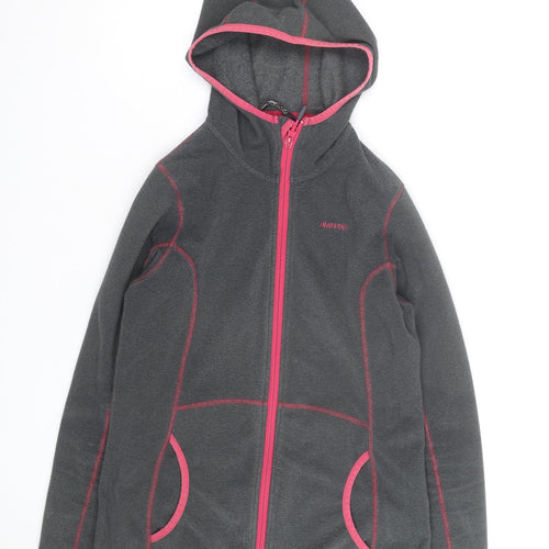 Ayacucho Women Grey Pink Full Zip Fleece Hoodie Size M