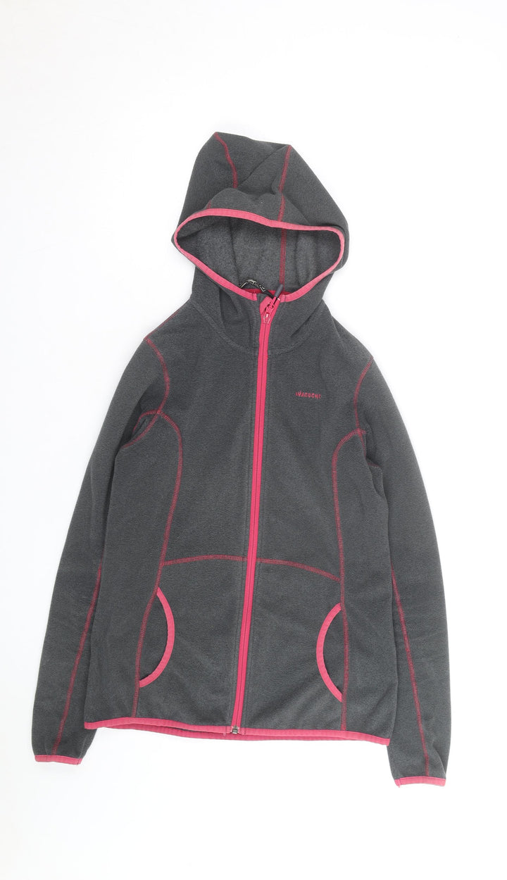 Ayacucho Women Grey Pink Full Zip Fleece Hoodie Size M