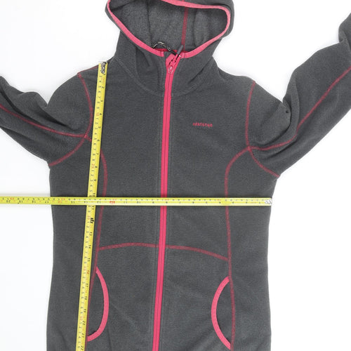Ayacucho Women Grey Pink Full Zip Fleece Hoodie Size M
