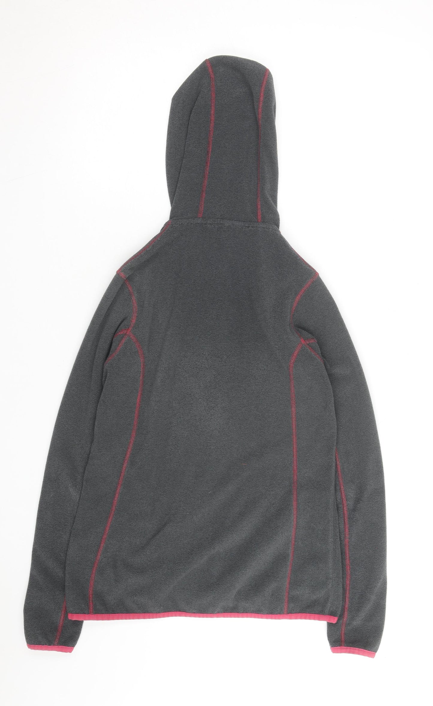 Ayacucho Women Grey Pink Full Zip Fleece Hoodie Size M