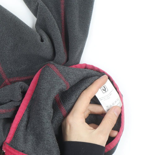 Ayacucho Women Grey Pink Full Zip Fleece Hoodie Size M