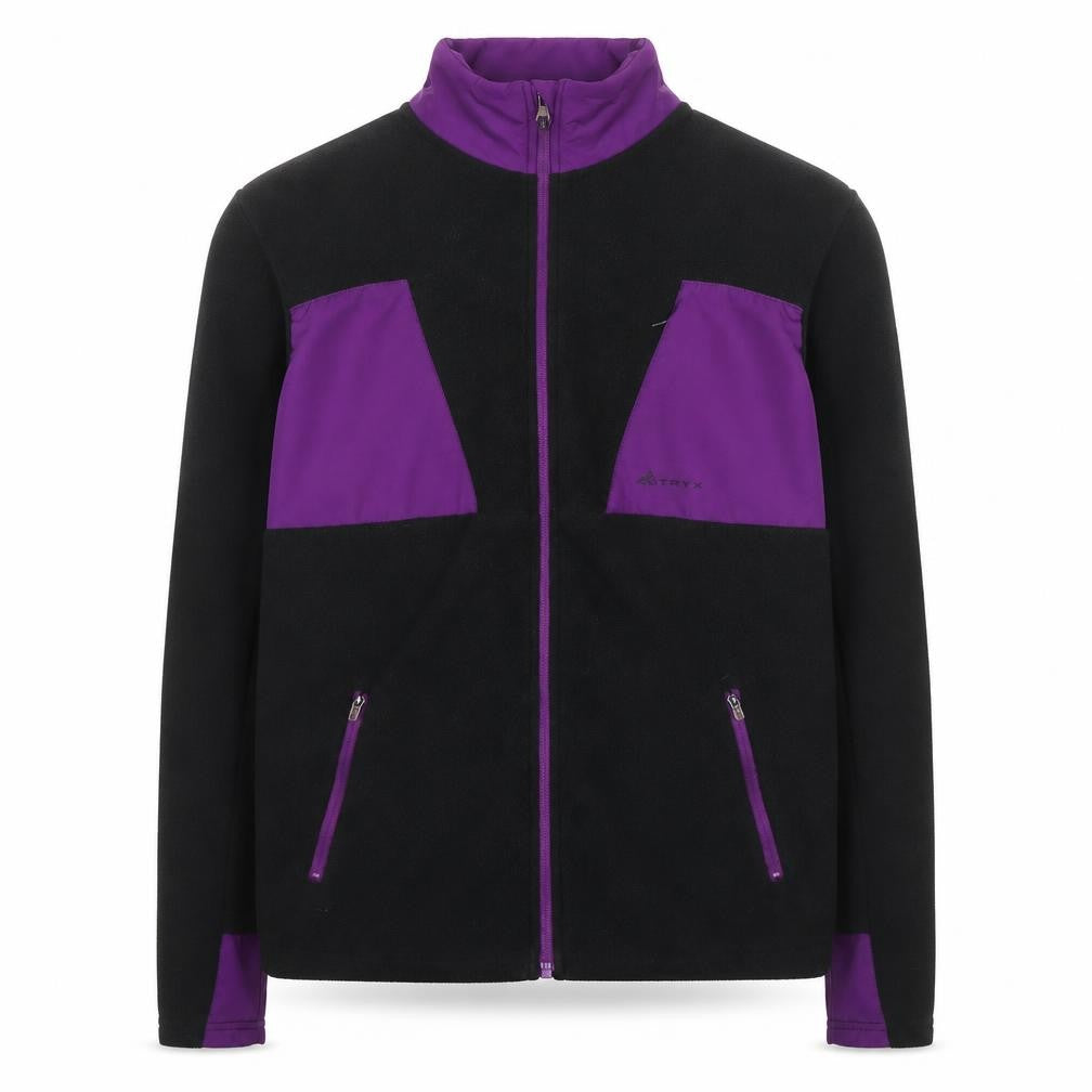 Front view of Altryx Men's Black & Purple Fleece Windbreaker Jacket, size M