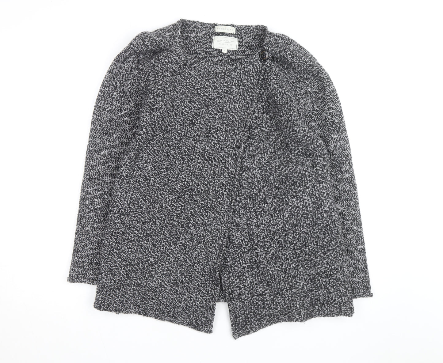 Peregrine Women Grey Wool Cardigan L Long Sleeve Knitted Sweater