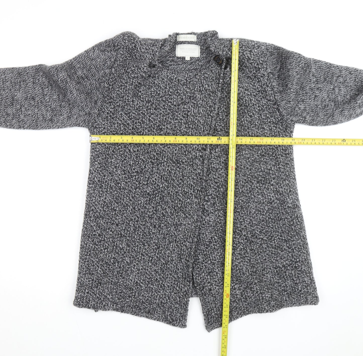 Peregrine Women Grey Wool Cardigan L Long Sleeve Knitted Sweater