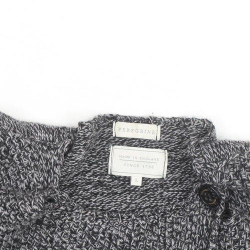 Peregrine Women Grey Wool Cardigan L Long Sleeve Knitted Sweater