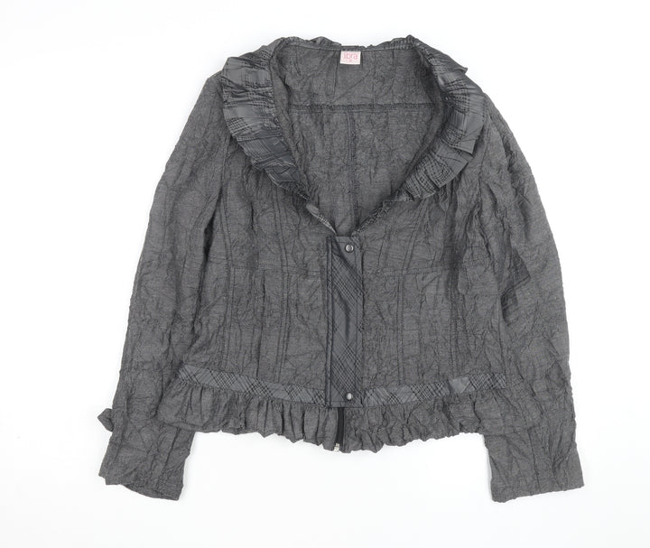 Libra Women’s Grey Ruffle Long Sleeve Blouse Size 14