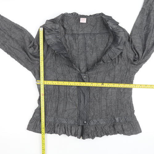 Libra Women’s Grey Ruffle Long Sleeve Blouse Size 14