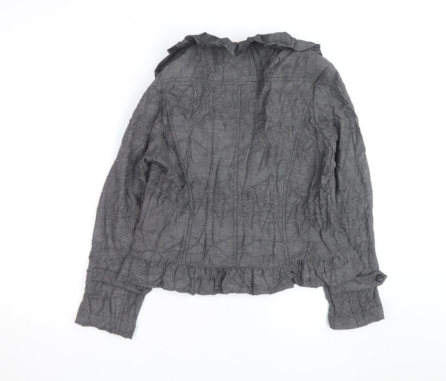 Libra Women’s Grey Ruffle Long Sleeve Blouse Size 14