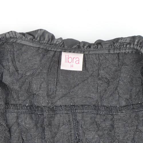 Libra Women’s Grey Ruffle Long Sleeve Blouse Size 14