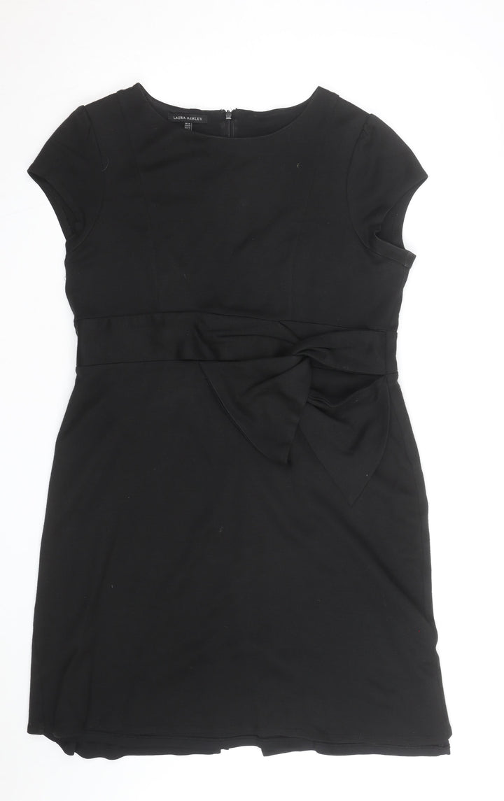 Laura Ashley Women's Black Size 8 Bow Sheath Knee Length Dress