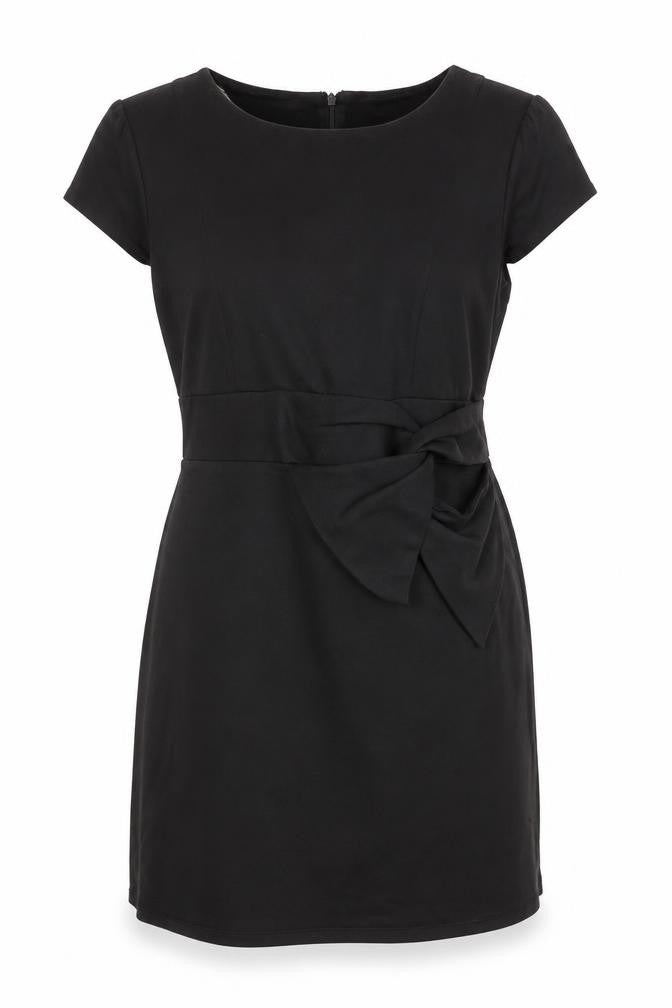 Laura Ashley Women's Black Size 8 Bow Sheath Knee Length Dress