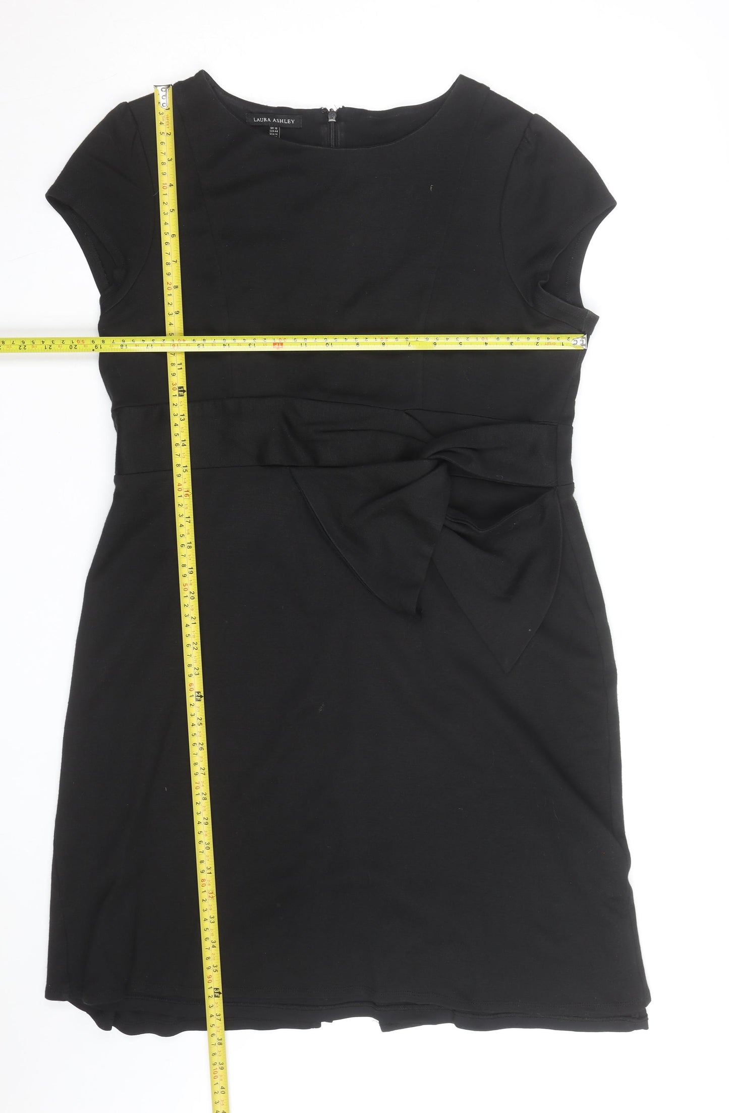 Laura Ashley Women's Black Size 8 Bow Sheath Knee Length Dress