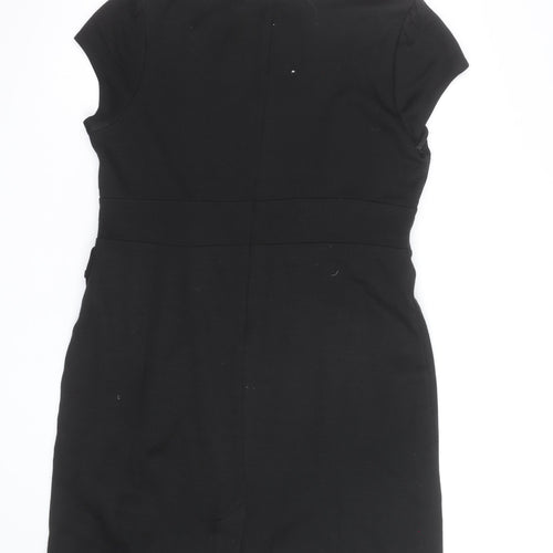 Laura Ashley Women's Black Size 8 Bow Sheath Knee Length Dress