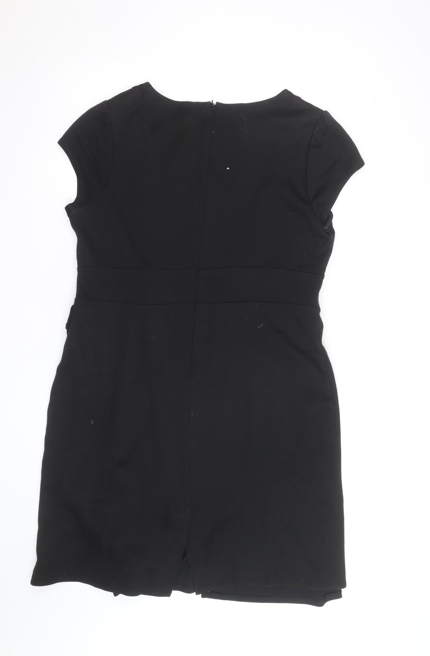 Laura Ashley Women's Black Size 8 Bow Sheath Knee Length Dress