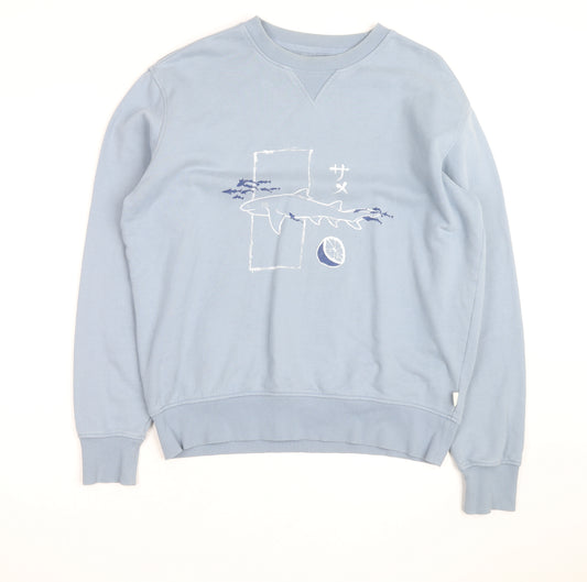 Marks and Spencer Men's Blue Shark Graphic Pullover Sweatshirt Medium