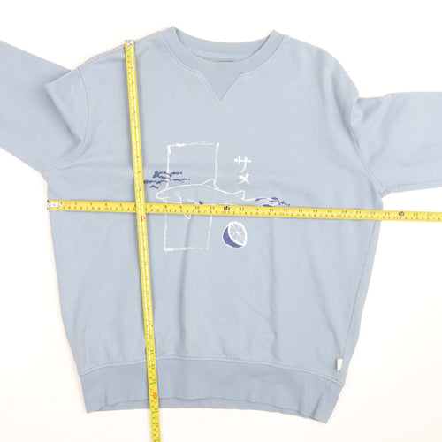 Marks and Spencer Men's Blue Shark Graphic Pullover Sweatshirt Medium