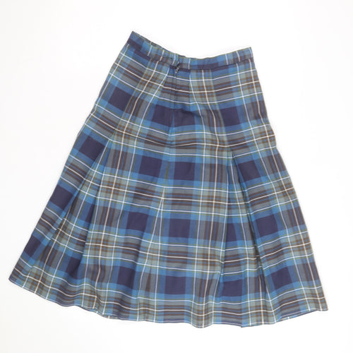 Kangol Australia Women's Blue Plaid Pleated Knee Length Skirt Size 8