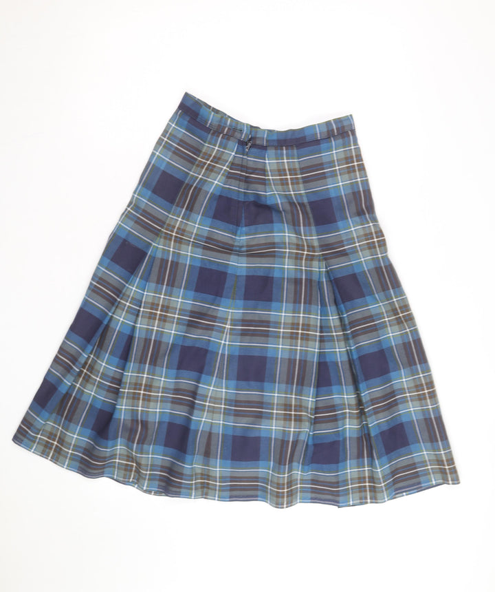 Kangol Australia Women's Blue Plaid Pleated Knee Length Skirt Size 8