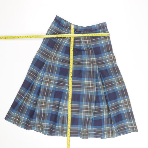 Kangol Australia Women's Blue Plaid Pleated Knee Length Skirt Size 8