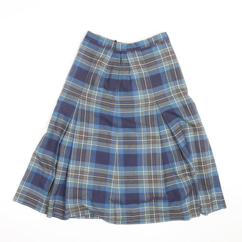 Kangol Australia Women's Blue Plaid Pleated Knee Length Skirt Size 8