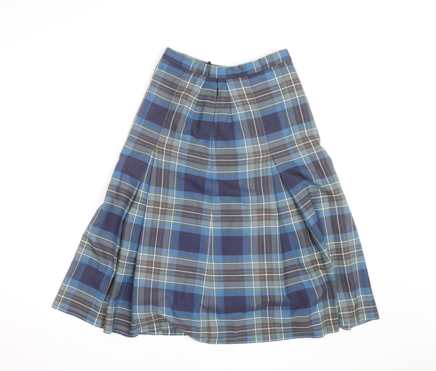 Kangol Australia Women's Blue Plaid Pleated Knee Length Skirt Size 8