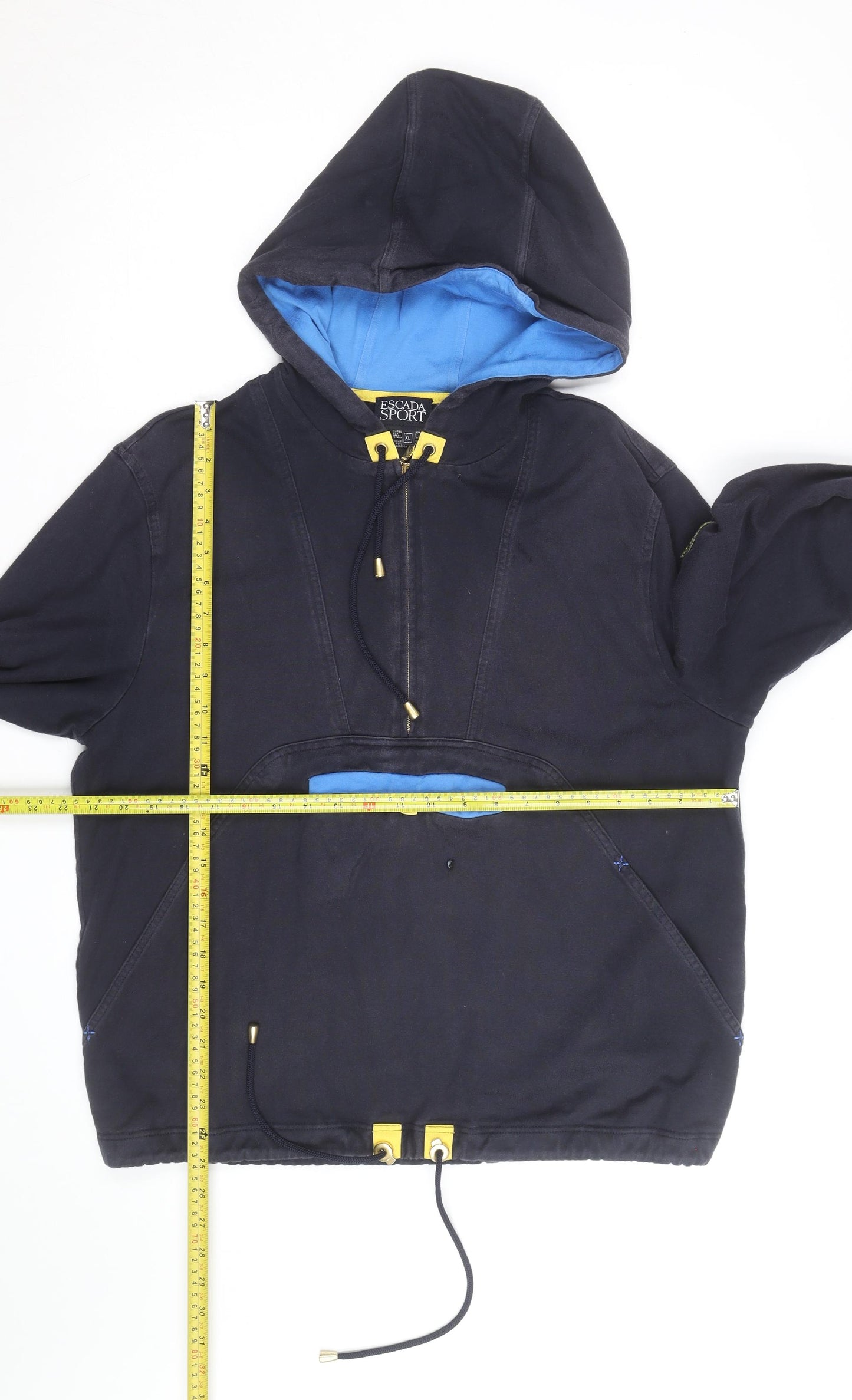 Escada Sport Unisex Blue XL Pullover Hoodie Classic Cotton Blend