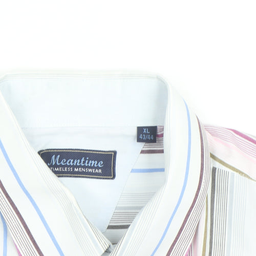 Meantime Men's Multicoloured Striped Short Sleeve Button-Up Shirt XL