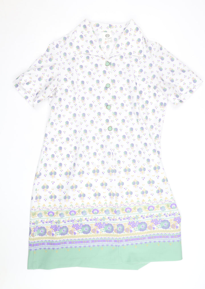 C&A Women’s White Floral Collared Shirt Dress Size 24