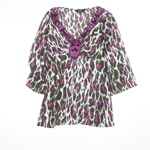 STAR by Julien Macdonald Womens Multicoloured Beaded Tunic Blouse Size 10