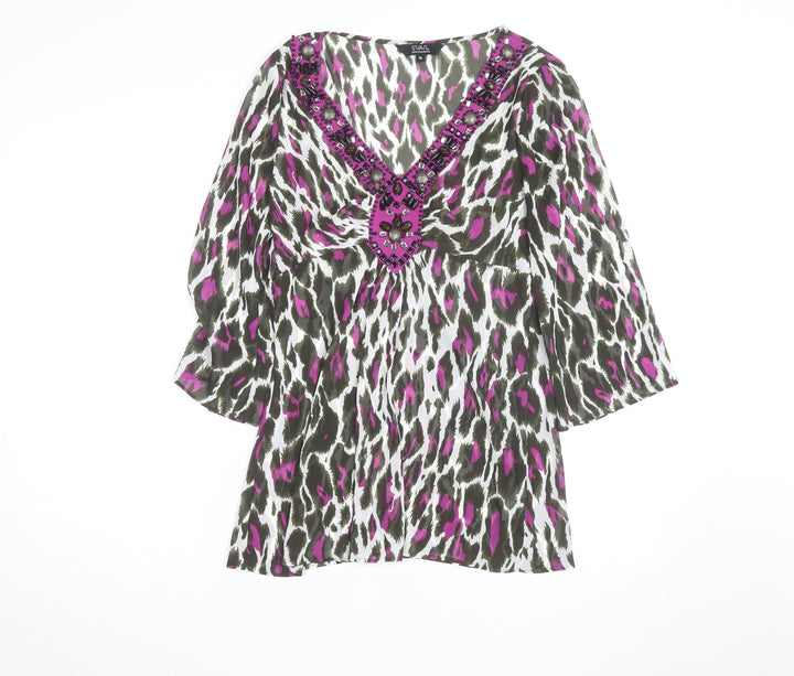 STAR by Julien Macdonald Womens Multicoloured Beaded Tunic Blouse Size 10