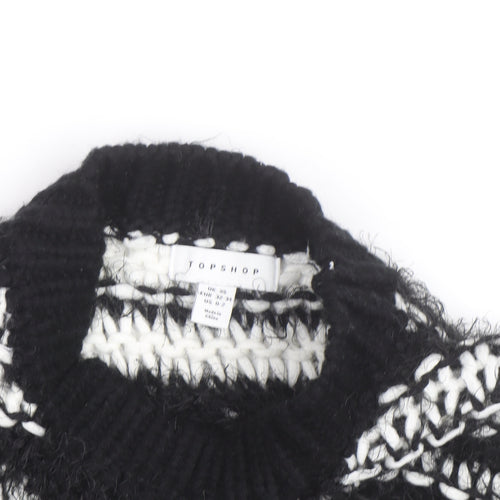 Topshop Women’s Black Striped Chunky Knit High Neck Jumper XS