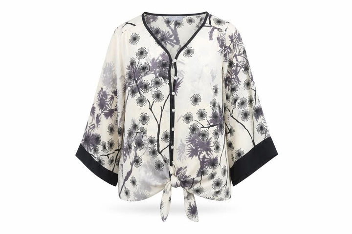 Wallis Women’s Ivory Floral Kimono Blouse Size S Button Front