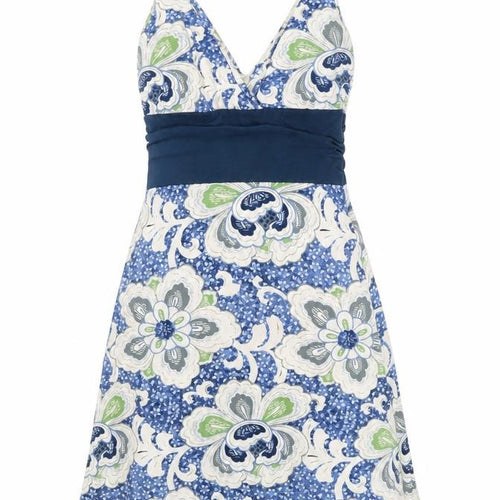 Patagonia Women Blue Floral A-Line Knee Length Cotton Dress S