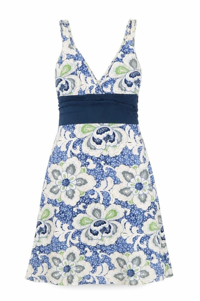 Patagonia Women Blue Floral A-Line Knee Length Cotton Dress S