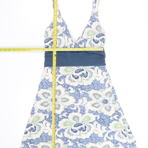 Patagonia Women Blue Floral A-Line Knee Length Cotton Dress S
