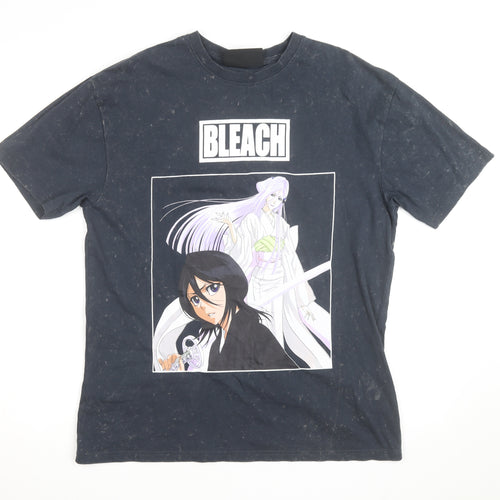 Bleach Anime Unisex Adults Black Crew Neck Cotton Short Sleeve T-Shirt Size S