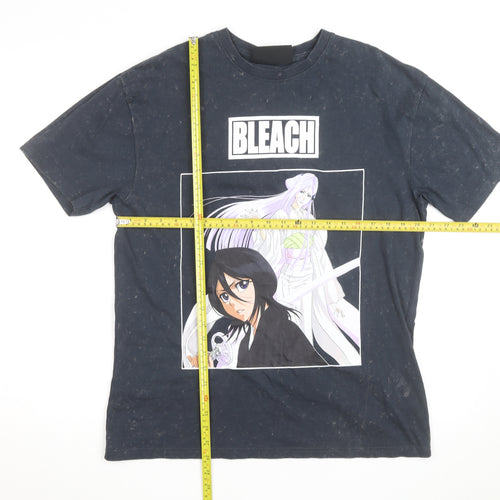Bleach Anime Unisex Adults Black Crew Neck Cotton Short Sleeve T-Shirt Size S